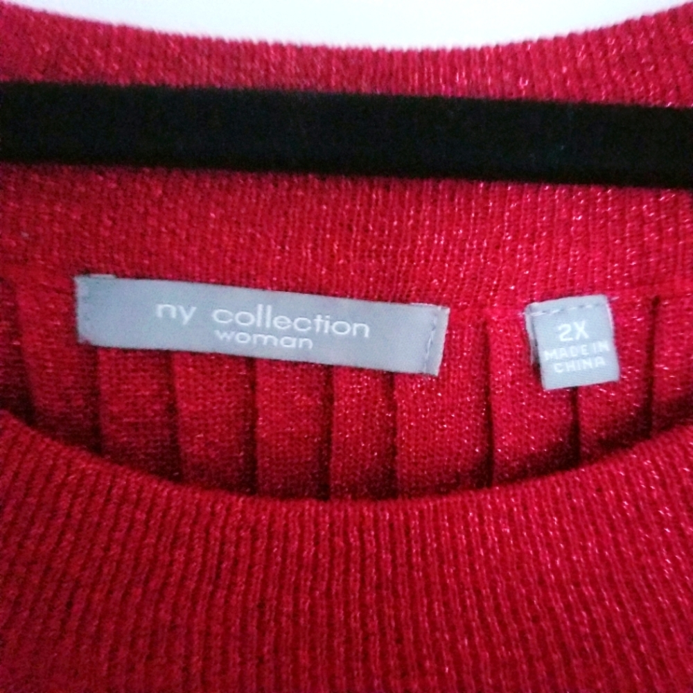 NY Collection Women's Top Red Size 2X - Picture 2 of 4